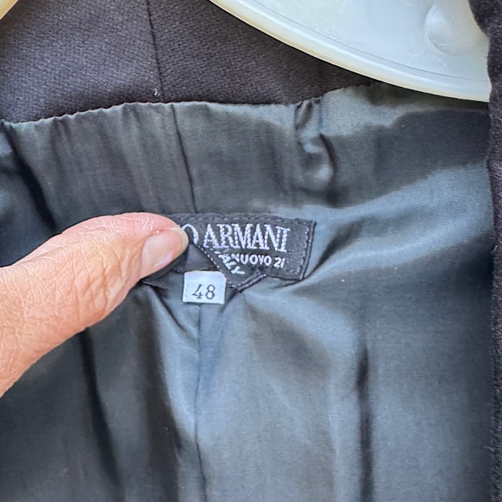 GIORGIO ARMANI BLACK COTTON DOUBLE BREASTED LINED BLAZER JACKET SIZE EU48 US12 - Picture 9 of 10